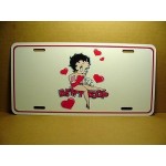 Betty Boop Metal License Plate Sitting On Name With Hearts Design